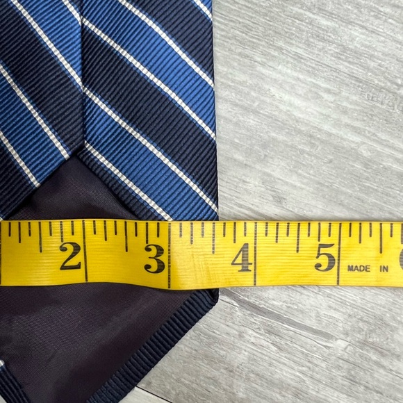 Paul Fredrick Navy, White & Blue Stripe Tie - Picture 5 of 5